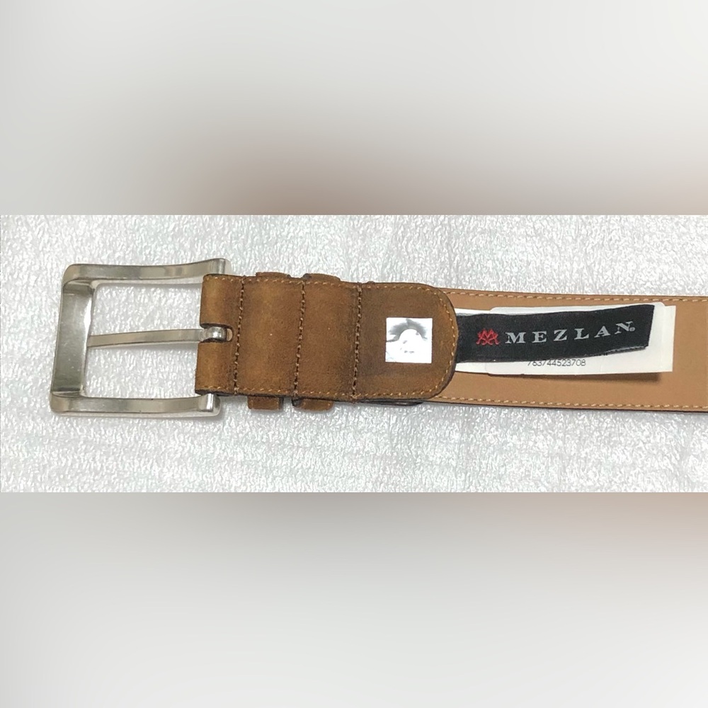 Mezlan Tan Leather Belt with Silver Buckle - Picture 8 of 9